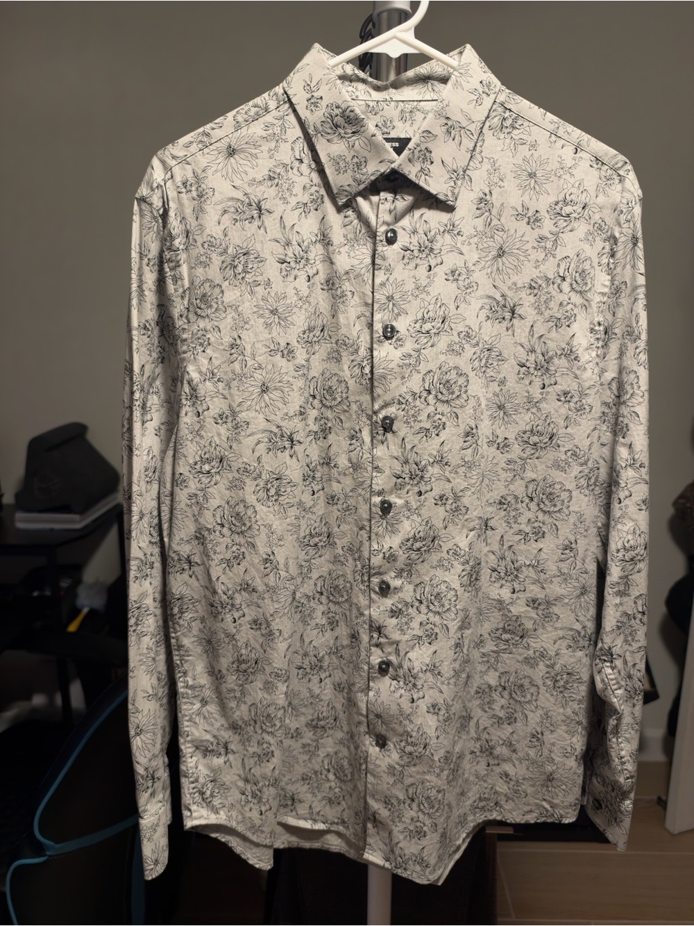 Express Light Grey Shirt with Black Floral Print